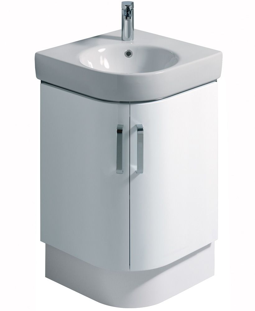 E200 500 White Corner Vanity Unit Floor Standing