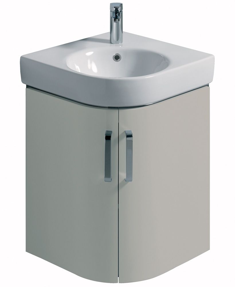 E200 500 Grey Corner Vanity Unit Wall Hung with 1TH Basin