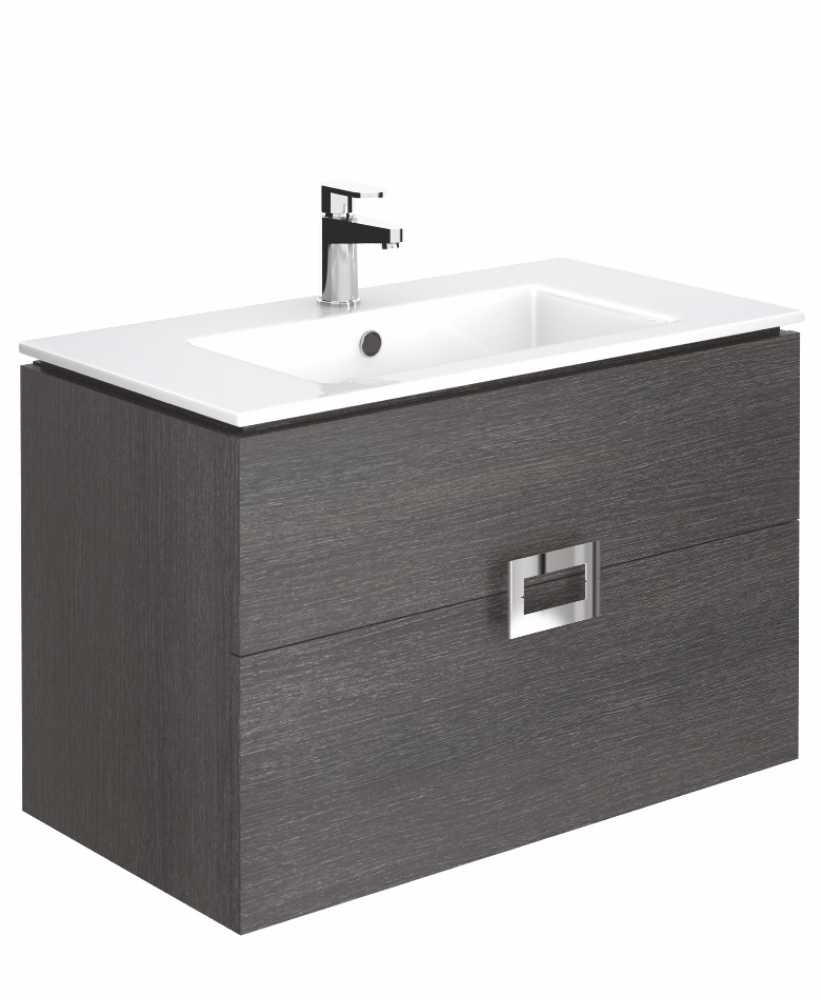 Ava Dark Wood 80 cm Wall Hung Vanity Unit and Basin