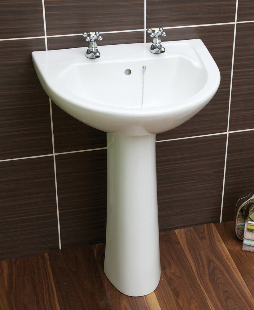 Wash Basin with Pedestal Option 55cm Basin & Pedestal (2TH) OT4212