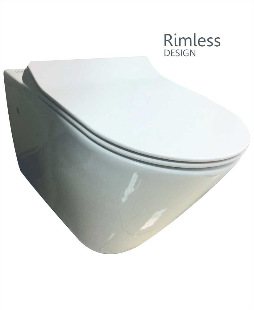 RAK Resort Wall Hung Rimless Toilet with SLIM Soft Close Seat